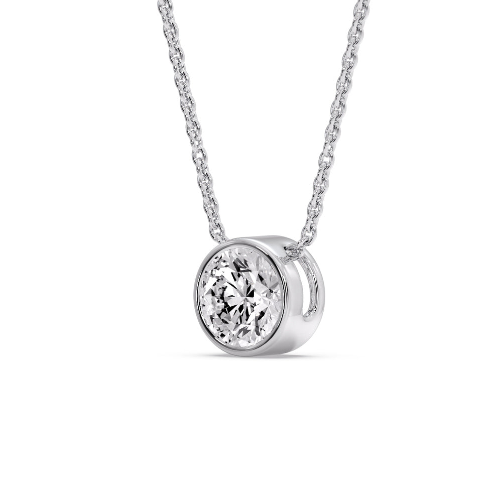3 Carat Round Bezel Solitaire Diamond Pendant