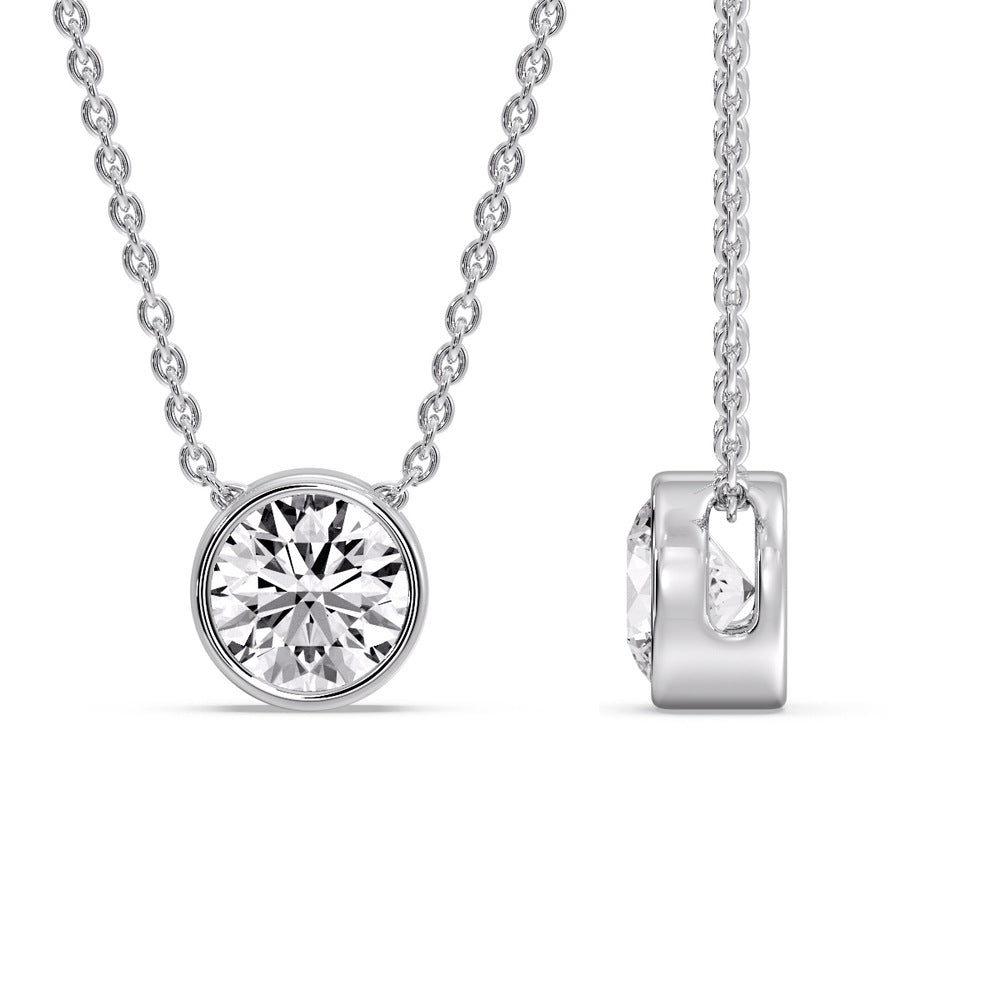 3 Carat Round Bezel Solitaire Diamond Pendant