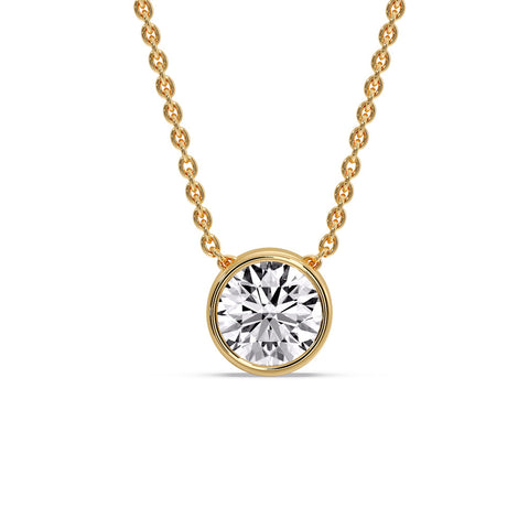 3 Carat Round Bezel Solitaire Diamond Pendant