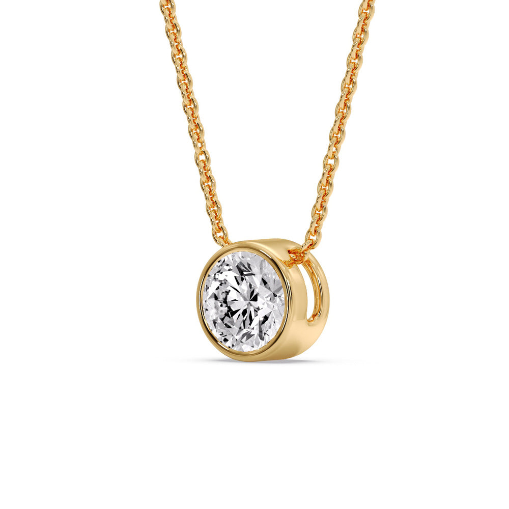 3 Carat Round Bezel Solitaire Diamond Pendant