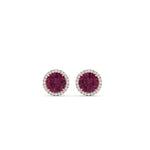 Load image into Gallery viewer, 3-carat-sparkling-round-halo-pink-sapphire-stud-earrings-in-rose-gold-FDEAR10985ROGSADRPIANGLE1-3.00CT-NL-RG
