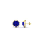 Load image into Gallery viewer, 3-carat-sparkling-round-halo-sapphire-stud-earrings-in-yellow-gold-FDEAR10985ROGSABLANGLE1-3.00CT-NL-YG
