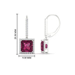 Load image into Gallery viewer, 3-carat-square-halo-diamond-lever-back-earrings-with-pink-sapphire-in-white-gold-FDEAR-11235PRGSADRPI-3.00CT-NL-WG.jpg
