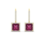 Load image into Gallery viewer, 3-carat-square-halo-diamond-lever-back-earrings-with-pink-sapphire-in-yellow-gold-FDEAR-11235PRGSADRPI-3.00CT-NL-YG.jpg
