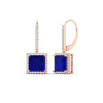 Load image into Gallery viewer, 3-carat-square-halo-diamond-lever-back-earrings-with-sapphire-in-rose-gold-FDEAR-11235PRGSABL-3.00CT-NL-RG.jpg
