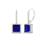 Load image into Gallery viewer, 3-carat-square-halo-diamond-lever-back-earrings-with-sapphire-in-white-gold-FDEAR-11235PRGSABL-3.00CT-NL-WG.jpg
