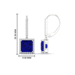 Load image into Gallery viewer, 3-carat-square-halo-diamond-lever-back-earrings-with-sapphire-in-white-gold-FDEAR-11235PRGSABL-3.00CT-NL-WG.jpg
