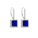 Load image into Gallery viewer, 3-carat-square-halo-diamond-lever-back-earrings-with-sapphire-in-white-gold-FDEAR-11235PRGSABL-3.00CT-NL-WG.jpg
