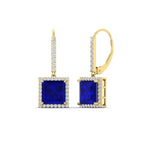 Load image into Gallery viewer, 3-carat-square-halo-diamond-lever-back-earrings-with-sapphire-in-yellow-gold-FDEAR-11235PRGSABL-3.00CT-NL-YG.jpg
