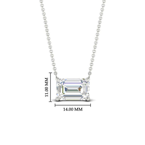 Emerald Cut East West Solitaire Pendant