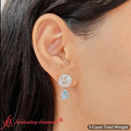 3 Ct Fancy Pear Lab Grown Colored Diamonds Jacket Earrings