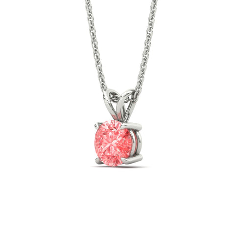 Fancy Lab Grown Round Colored Stone Diamond Pendant