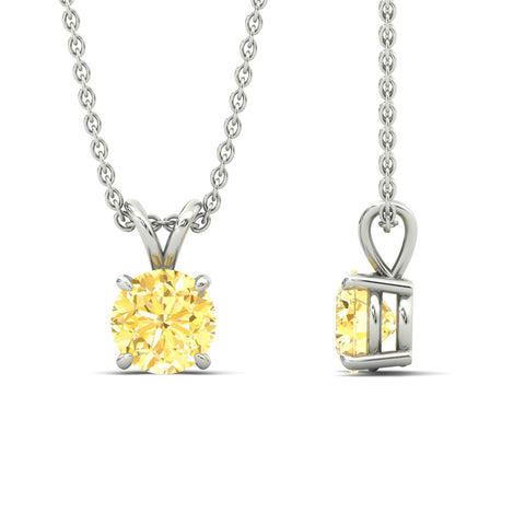 Fancy Lab Grown Round Colored Stone Diamond Pendant