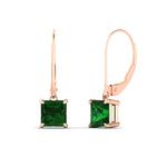 Load image into Gallery viewer, 3-ct-princess-cut-emerald-leverback-dangle-earrings-in-rose-gold-fdear11236prgemgrangle1-3.00ct-nl-rg.jpg?v=1765510595