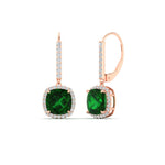 Load image into Gallery viewer, 3-ctw-halo-cushion-emerald-earring-lever-back-in-rose-gold-FDEAR-11235CUGEMGR-3.00CT-NL-RG.jpg
