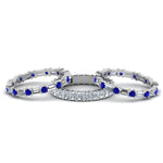 Load image into Gallery viewer, 3-piece-diamond-eternity-anniversary-band-with-blue-sapphire-in-14K-white-gold-FD8377BGSABL-NL-WG.jpg
