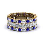 Load image into Gallery viewer, 3-piece-diamond-eternity-anniversary-band-with-blue-sapphire-in-14K-yellow-gold-FD8377BGSABL-NL-YG.jpg
