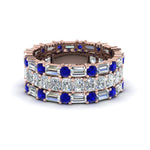 Load image into Gallery viewer, 3-piece-diamond-eternity-anniversary-band-with-blue-sapphire-in-18K-rose-gold-FD8377BGSABL-NL-RG.jpg
