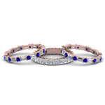 Load image into Gallery viewer, 3-piece-diamond-eternity-anniversary-band-with-blue-sapphire-in-18K-rose-gold-FD8377BGSABL-NL-RG.jpg
