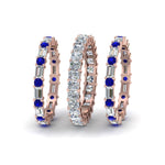 Load image into Gallery viewer, 3-piece-diamond-eternity-anniversary-band-with-blue-sapphire-in-18K-rose-gold-FD8377BGSABL-NL-RG.jpg
