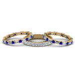 Load image into Gallery viewer, 3-piece-diamond-eternity-anniversary-band-with-blue-sapphire-in-18K-yellow-gold-FD8377BGSABL-NL-YG.jpg
