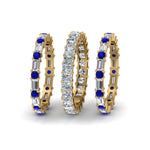 Load image into Gallery viewer, 3-piece-diamond-eternity-anniversary-band-with-blue-sapphire-in-18K-yellow-gold-FD8377BGSABL-NL-YG.jpg
