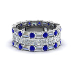 Load image into Gallery viewer, 3-piece-diamond-eternity-anniversary-band-with-blue-sapphire-in-950-platinum-FD8377BGSABL-NL-WG.jpg
