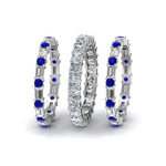 Load image into Gallery viewer, 3-piece-diamond-eternity-anniversary-band-with-blue-sapphire-in-950-platinum-FD8377BGSABL-NL-WG.jpg
