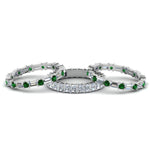 Load image into Gallery viewer, 3-piece-diamond-eternity-anniversary-band-with-emerald-in-14K-white-gold-FD8377BGEMGR-NL-WG.jpg
