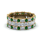 Load image into Gallery viewer, 3-piece-diamond-eternity-anniversary-band-with-emerald-in-14K-yellow-gold-FD8377BGEMGR-NL-YG.jpg
