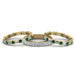 Load image into Gallery viewer, 3-piece-diamond-eternity-anniversary-band-with-emerald-in-14K-yellow-gold-FD8377BGEMGR-NL-YG.jpg
