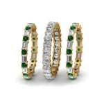 Load image into Gallery viewer, 3-piece-diamond-eternity-anniversary-band-with-emerald-in-14K-yellow-gold-FD8377BGEMGR-NL-YG.jpg
