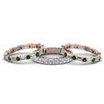 Load image into Gallery viewer, 3-piece-diamond-eternity-anniversary-band-with-emerald-in-18K-rose-gold-FD8377BGEMGR-NL-RG.jpg

