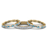 Load image into Gallery viewer, 3-piece-diamond-eternity-anniversary-band-with-ice-blue-topaz-in-14K-yellow-gold-FD8377BGICBLTO-NL-YG.jpg
