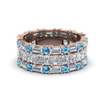 Load image into Gallery viewer, 3-piece-diamond-eternity-anniversary-band-with-ice-blue-topaz-in-18K-rose-gold-FD8377BGICBLTO-NL-RG.jpg
