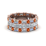 Load image into Gallery viewer, 3-piece-diamond-eternity-anniversary-band-with-orange-sapphire-in-18K-rose-gold-FD8377BGSAOR-NL-RG.jpg
