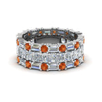 Load image into Gallery viewer, 3-piece-diamond-eternity-anniversary-band-with-orange-sapphire-in-18K-white-gold-FD8377BGSAOR-NL-WG.jpg
