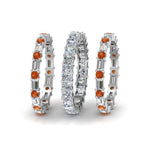 Load image into Gallery viewer, 3-piece-diamond-eternity-anniversary-band-with-orange-sapphire-in-18K-white-gold-FD8377BGSAOR-NL-WG.jpg
