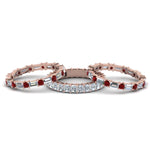 Load image into Gallery viewer, 3-piece-diamond-eternity-anniversary-band-with-ruby-in-18K-rose-gold-FD8377BGRUDR-NL-RG.jpg
