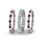 Load image into Gallery viewer, 3-piece-diamond-eternity-anniversary-band-with-ruby-in-18K-white-gold-FD8377BGRUDR-NL-WG.jpg
