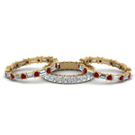 Load image into Gallery viewer, 3-piece-diamond-eternity-anniversary-band-with-ruby-in-18K-yellow-gold-FD8377BGRUDR-NL-YG.jpg
