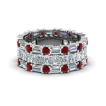 Load image into Gallery viewer, 3-piece-diamond-eternity-anniversary-band-with-ruby-in-950-platinum-FD8377BGRUDR-NL-WG.jpg
