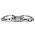 Load image into Gallery viewer, 3-piece-diamond-eternity-anniversary-band-with-ruby-in-950-platinum-FD8377BGRUDR-NL-WG.jpg
