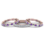 Load image into Gallery viewer, 3-piece-diamond-eternity-anniversary-band-with-violac-topaz-in-18K-rose-gold-FD8377BGVITO-NL-RG.jpg
