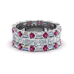 Load image into Gallery viewer, 3-piece-diamond-eternity-anniversary-band-with-with-pink-sapphire-in-14K-white-gold-FD8377BGSADRPI-NL-WG.jpg
