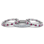 Load image into Gallery viewer, 3-piece-diamond-eternity-anniversary-band-with-with-pink-sapphire-in-14K-white-gold-FD8377BGSADRPI-NL-WG.jpg
