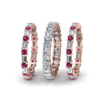Load image into Gallery viewer, 3-piece-diamond-eternity-anniversary-band-with-with-pink-sapphire-in-18K-rose-gold-FD8377BGSADRPI-NL-RG.jpg
