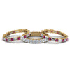 Load image into Gallery viewer, 3-piece-diamond-eternity-anniversary-band-with-with-pink-sapphire-in-18K-yellow-gold-FD8377BGSADRPI-NL-YG.jpg