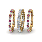 Load image into Gallery viewer, 3-piece-diamond-eternity-anniversary-band-with-with-pink-sapphire-in-18K-yellow-gold-FD8377BGSADRPI-NL-YG.jpg
