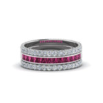 Load image into Gallery viewer, 3-piece-stackable-eternity-band-with-pink-sapphire-in-18K-white-gold-FD8422BGSADRPI-NL-WG.jpg
